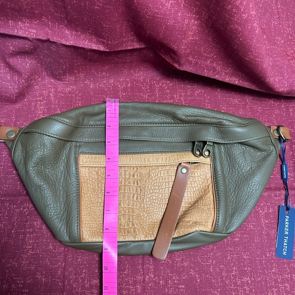 Brown and Tan Crossbody Bag with Adjustable Strap and Metal Accents - Picture 3 of 6